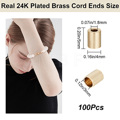 100Pcs Brass Cord Ends KK-CN0002-60-1