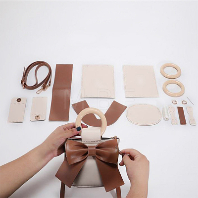 DIY PU Leather Mini Bowknot Bucket Bags Kits DIY-WH0292-93C-1