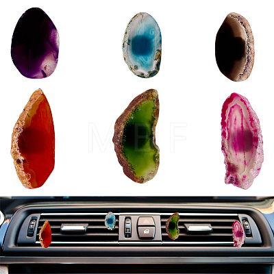 6Pcs 6 Styles Natural Agate Car Air Vent Clips HJEW-OC00061-1