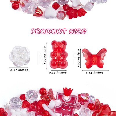 150 Pieces Random Rose Acrylic Beads Bear Pastel Spacer Beads Butterfly Loose Beads for Jewelry Keychain Phone Lanyard Making JX543H-1