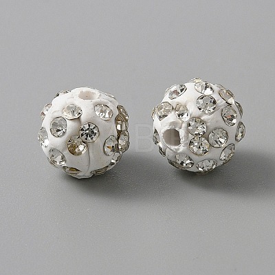 Handmade Polymer Clay Rhinestone Beads LS-CLAY-WH0010-01A-1