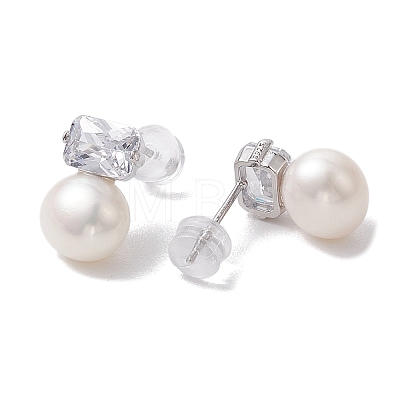 Natural Pearl Ear Studs EJEW-P286-02P-1