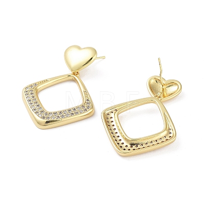 Rack Plating Brass Micro Pave Cubic Zirconia Studs Earrings EJEW-B047-03G-09-1