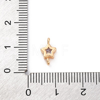 Brass Cubic Zirconia Star Connector Charms KK-Z084-11G-01-1