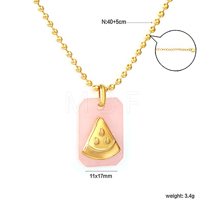 304 Stainless Steel Rectangle with Fruit Pendant Ball Chain Necklaces WGDAD40-05-1