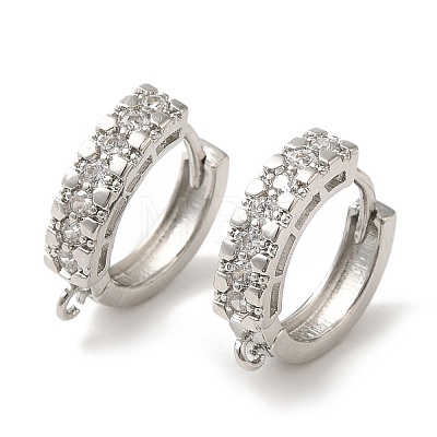 Rack Plating Brass Micro Pave Clear Cubic Zirconia Hoop Earrings Finding EJEW-B062-12P-1