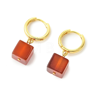Natural Banded Agate(Dyed & Heated) Hoop Earrings EJEW-JE07031-1
