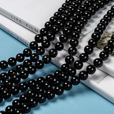 Natural Eyeless Obsidian Beads Strands G-K123-06-8mm-1