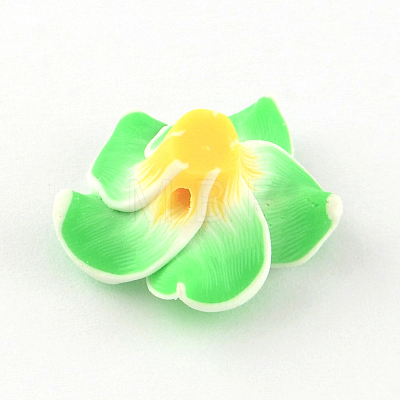 Handmade Polymer Clay 3D Flower Plumeria Beads CLAY-Q192-15mm-09-1