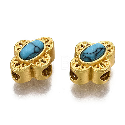 4-Hole Synthetic Turquoise Beads KK-S310-37A-1