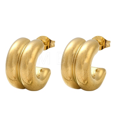 304 Stainless Steel C-Shaped Stud Earrings EJEW-S272-01G-1