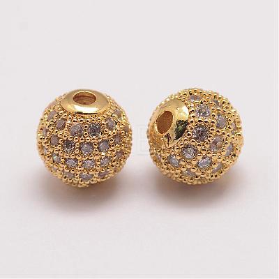 Brass Micro Pave Cubic Zirconia Beads ZIRC-E110-05G-1