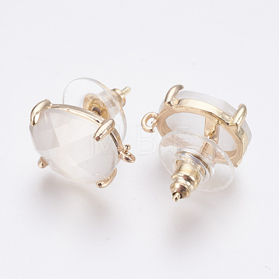 Faceted Glass Stud Earring Findings X-GLAA-F084-A07-1