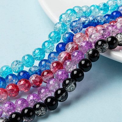 Baking Painted Crackle Glass Bead Strands CCG-S001-8mm-M-1
