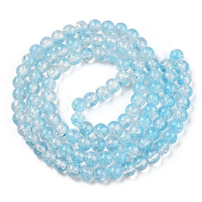 Transparent Crackle Baking Paint Glass Beads Strands LS-DGLA-T003-01B-06-1