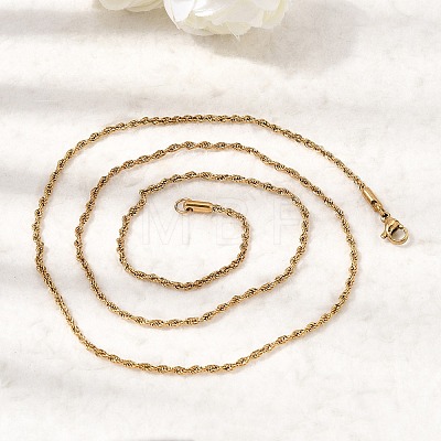 2MM Unisex 304 Stainless Steel Rope Chain Necklaces NJEW-P395-16G-1