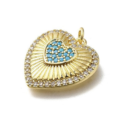 Brass Micro Pave Cubic Zirconia Pendants KK-C090-42G-06-1