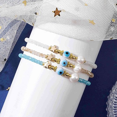 Glass Beaded Bracelets BJEW-JB10218-03-1