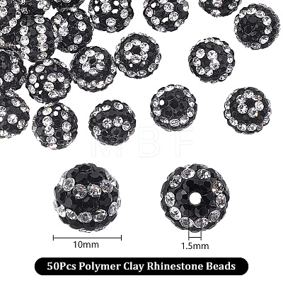 50Pcs Polymer Clay Rhinestone Beads PORC-OC0001-13A-1