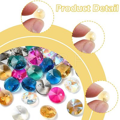160Pcs 8 Colors Glass Charms RGLA-FS0001-24-1