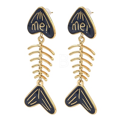 304 Stainless Steel Enamel Dangle Stud Earrings for Women EJEW-L315-06G-01-1