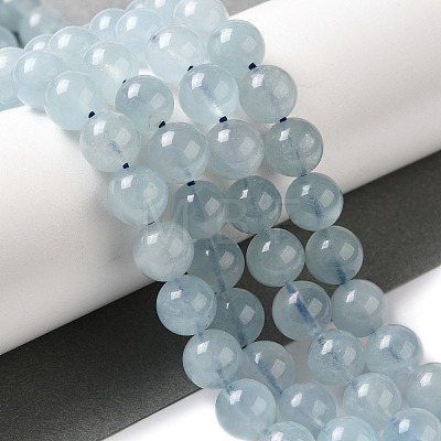 Round Natural Aquamarine Bead Strands G-F289-04-8mm-1