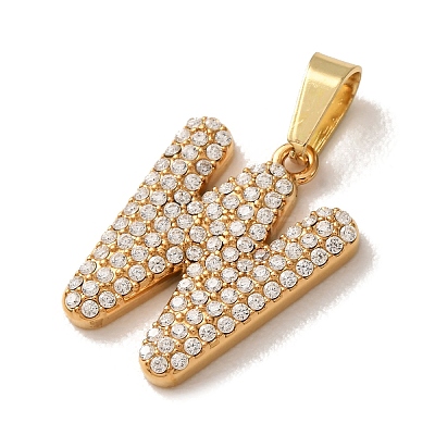 304 Stainless Steel Micro Pave Clear Cubic Zirconia Pendants CU-CBA703A-05G-W-1