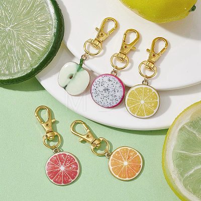 Fruits Alloy Enamel Pendant Decoration HJEW-JM01424-1