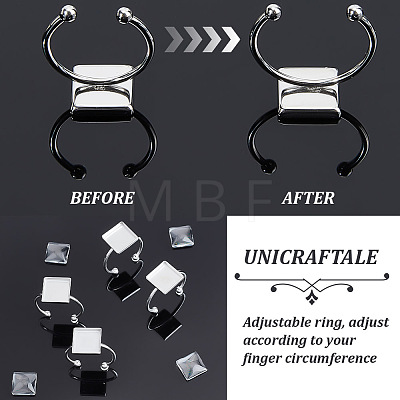 Unicraftale DIY Blank Square Cuff Ring Making Kit DIY-UN0005-39-1