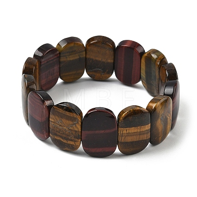 Natural Red Yellow Tiger Eye Beads Stretch Bracelets for Women Men BJEW-I323-02S-1