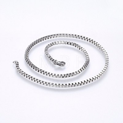 Non-Tarnish 304 Stainless Steel Box Chain Necklaces NJEW-F226-05P-02-1