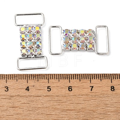 (Defective Closeout Sale: Uneven Back Plating) Brass Micro Pave Crystal AB Rhinestone Rectangle Connector Charms FIND-XCP0003-06-1