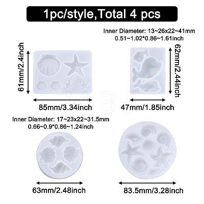 4Pcs 4 Style Pendant Silicone Molds DIY-BG0001-48-1