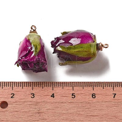 Preserved Rose with Golden Alloy Pendants FIND-M010-01F-1