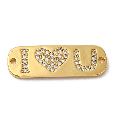 Rack Plating Brass Micro Pave Clear Cubic Zirconia Connector Charms KK-K377-25G-1