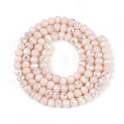 AB Color Plated Opaque Glass Rondelle Beads Strands EGLA-T029-4mm-09C-1