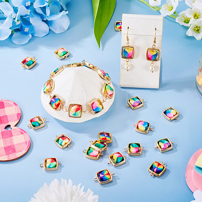 25Pcs Polymer Clay Heart & CCB Square Frame Links Connector Charms CLAY-TADJ0001-05-1