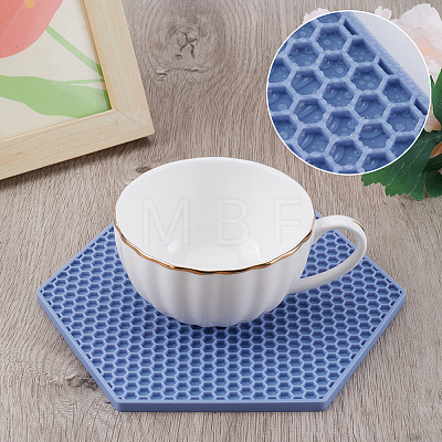 Gorgecraft 4Pcs 4 Colors Honeycomb Pattern Silicone Hot Pads AJEW-GF0008-33A-1