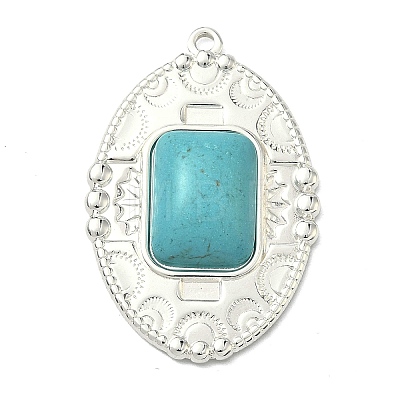 304 Stainless Steel with Dyed Synthetic Turquoise Pendants LS-STAS-G374-05S-08-1