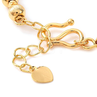 Brass Grooved Rondelle Beaded Bracelets for Women BJEW-G711-09G-1