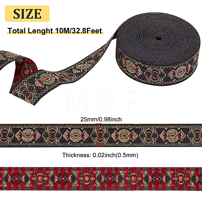 Ethnic Embroidery Polyester Flat Ribbons OCOR-WH0058-50-1