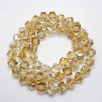 Full Rainbow Plated Crystal Glass Cube Beads Strands EGLA-F023-B02-1