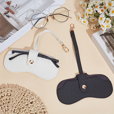 2Pcs 2 Colors Rectangle PU Leather Eyeglass Case AJEW-CN0006-95C-1