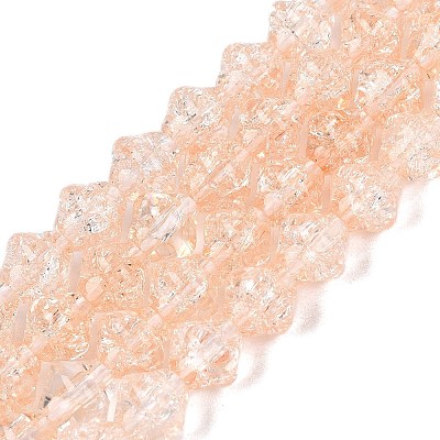 Transparent Crackle Glass Beads Strands GLAA-Q115-04A-09-1