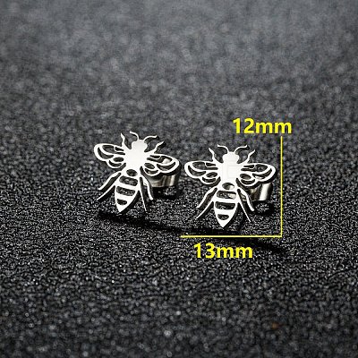 Bees 201 Stainless Steel Stud Earrings FS-WGD71BE-03-1