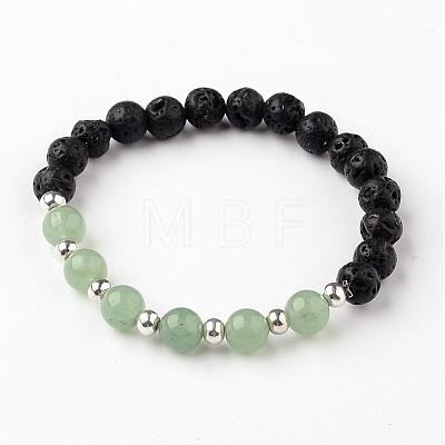 Natural Lava Rock Beaded Stretch Bracelets BJEW-JB02293-1