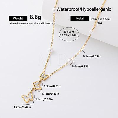 Fashion 304 Stainless Steel Resin Butterfly Pendant Necklaces for Women NK5121-2-1