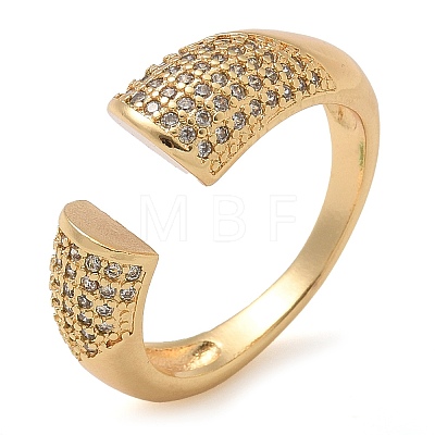 Brass Micro Pave Clear Cubic Zirconia Cuff Finger Rings for Women RJEW-B112-06G-1