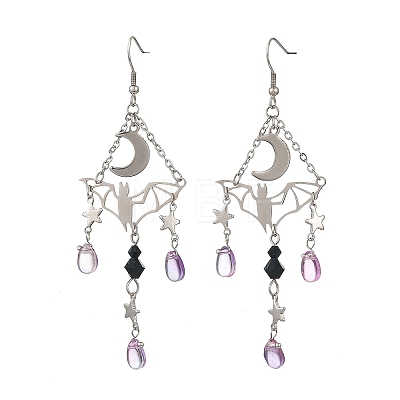 Halloween Stainless Steel Glass Dangle Earrings EJEW-TA00833-1