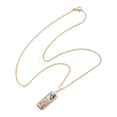 Natural Paua Shell Pendant Necklaces NJEW-JN05141-03-1